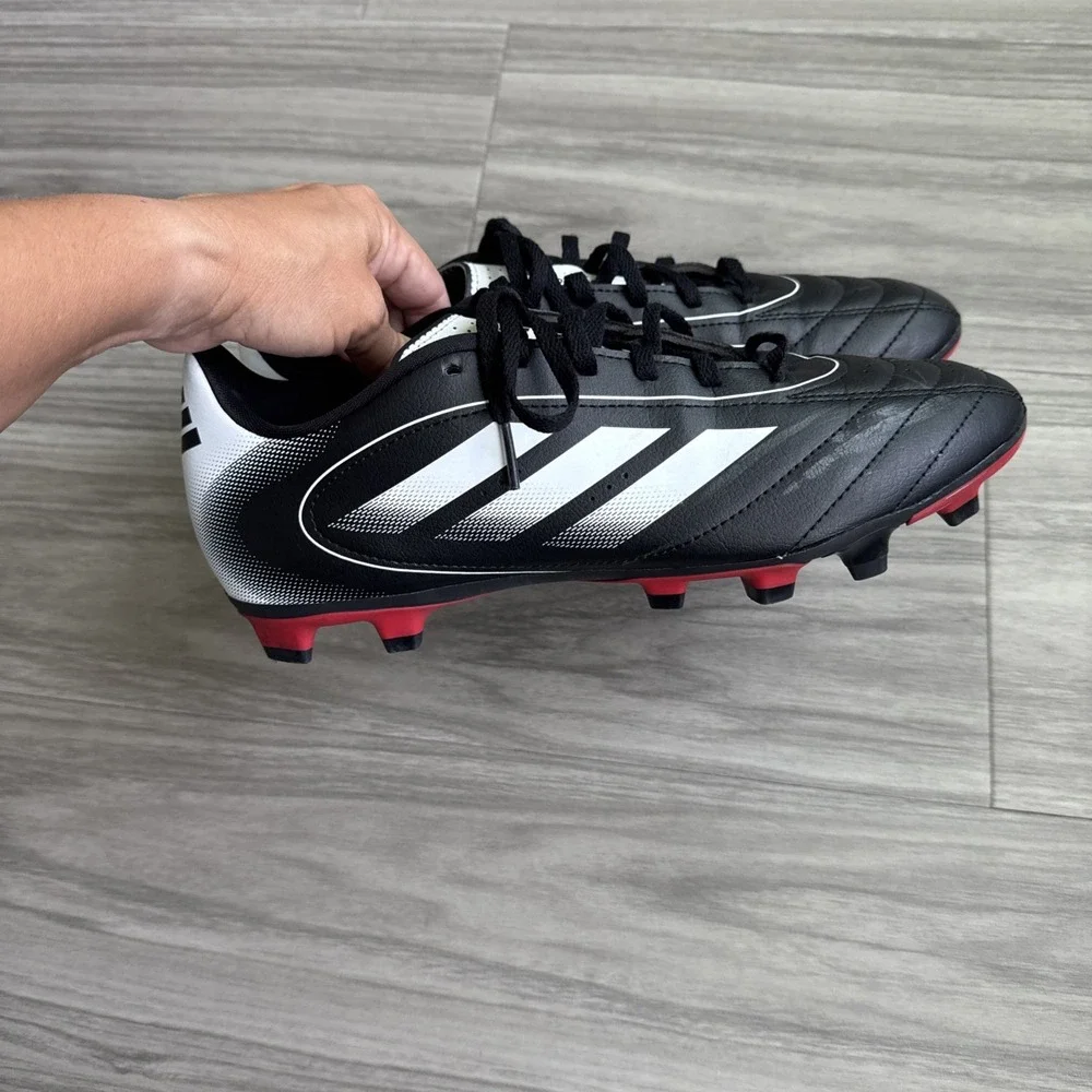 Adidas unisex Goletto Soccer Shoes Black/White, Turf Cleats, Rubber Stud Sole, 9